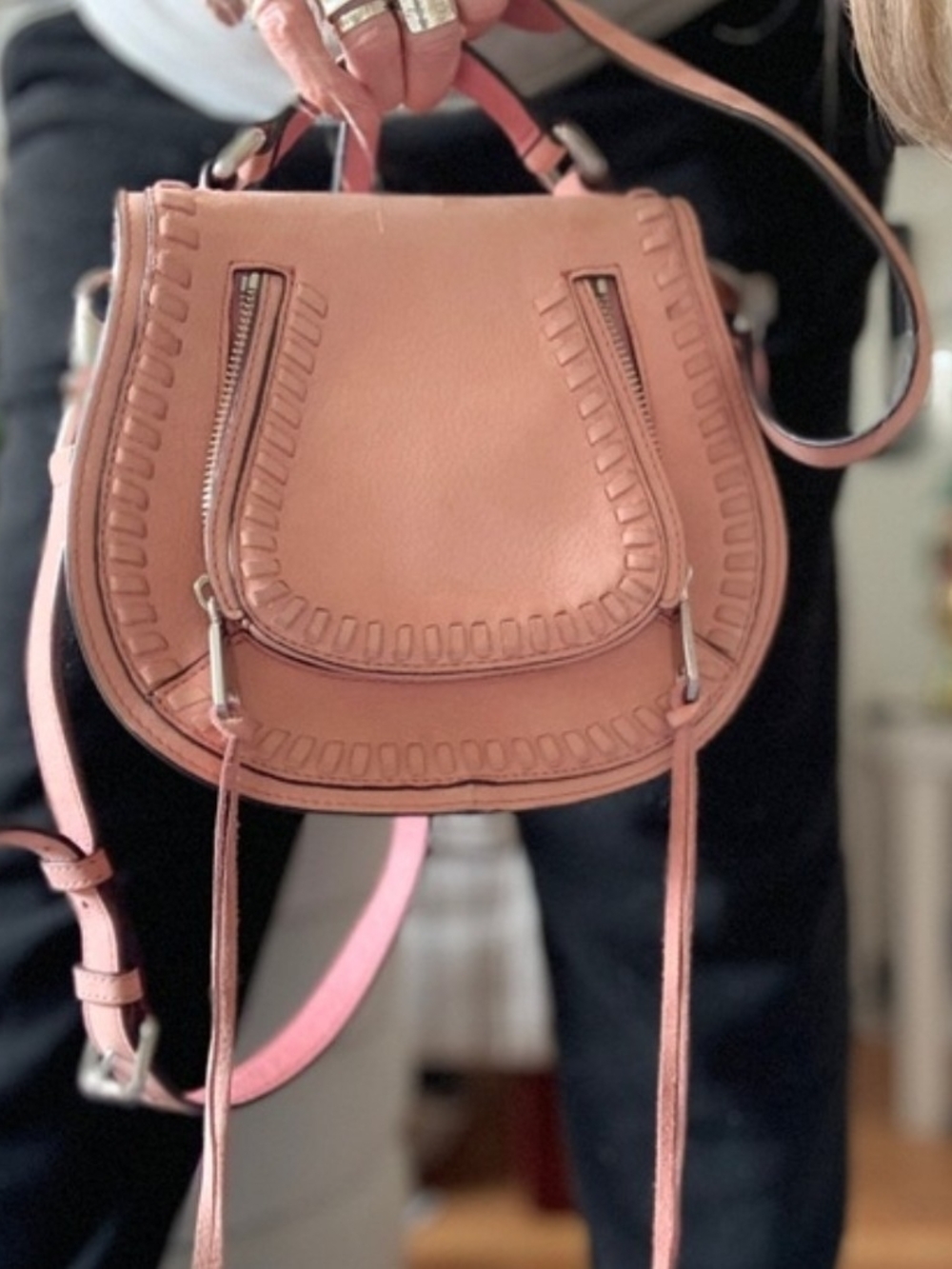 Rebecca Minkoff Blush Pink Leather Small Saddle Crossbody